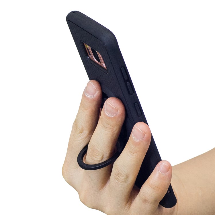 Soft Silicone Mobile Cover with Finger Ring Holder for Samsung Galaxy S8 SM-G950 - Black-5