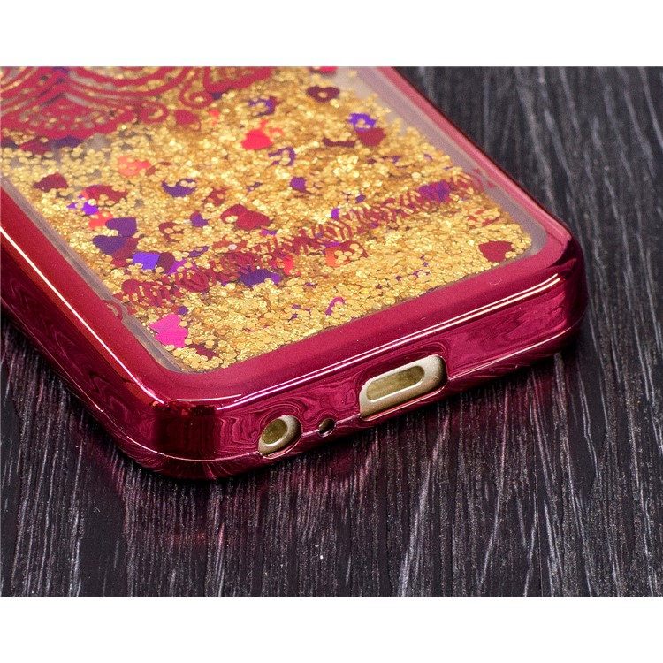 Liquid Glitter Powder Quicksand Electroplating Edges TPU Phone Cover for Samsung Galaxy A3 (2017) - Henna Lotus in Red Color-3