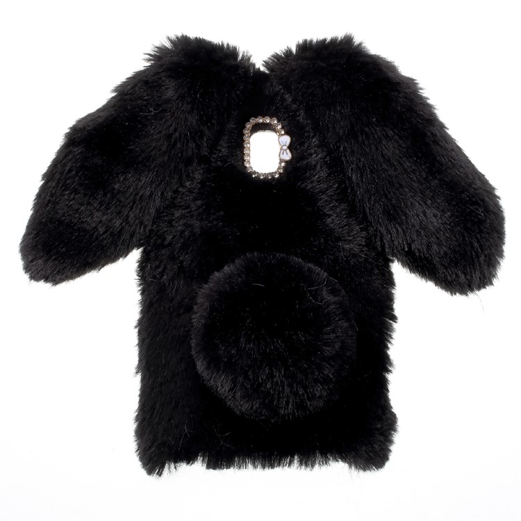 Bunny Shape Rhinestone Fluffy Fur Soft TPU Case for Samsung Galaxy J3 (2017) (EU Version) - Black-2
