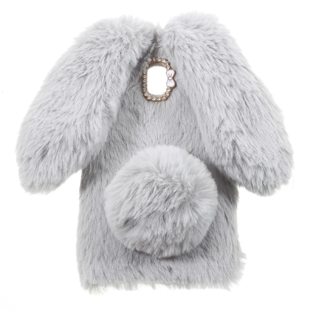 Bunny Design Rhinestone Furry TPU Mobile Cover for Samsung Galaxy J3 (2017) (EU Version) - Light Grey-2