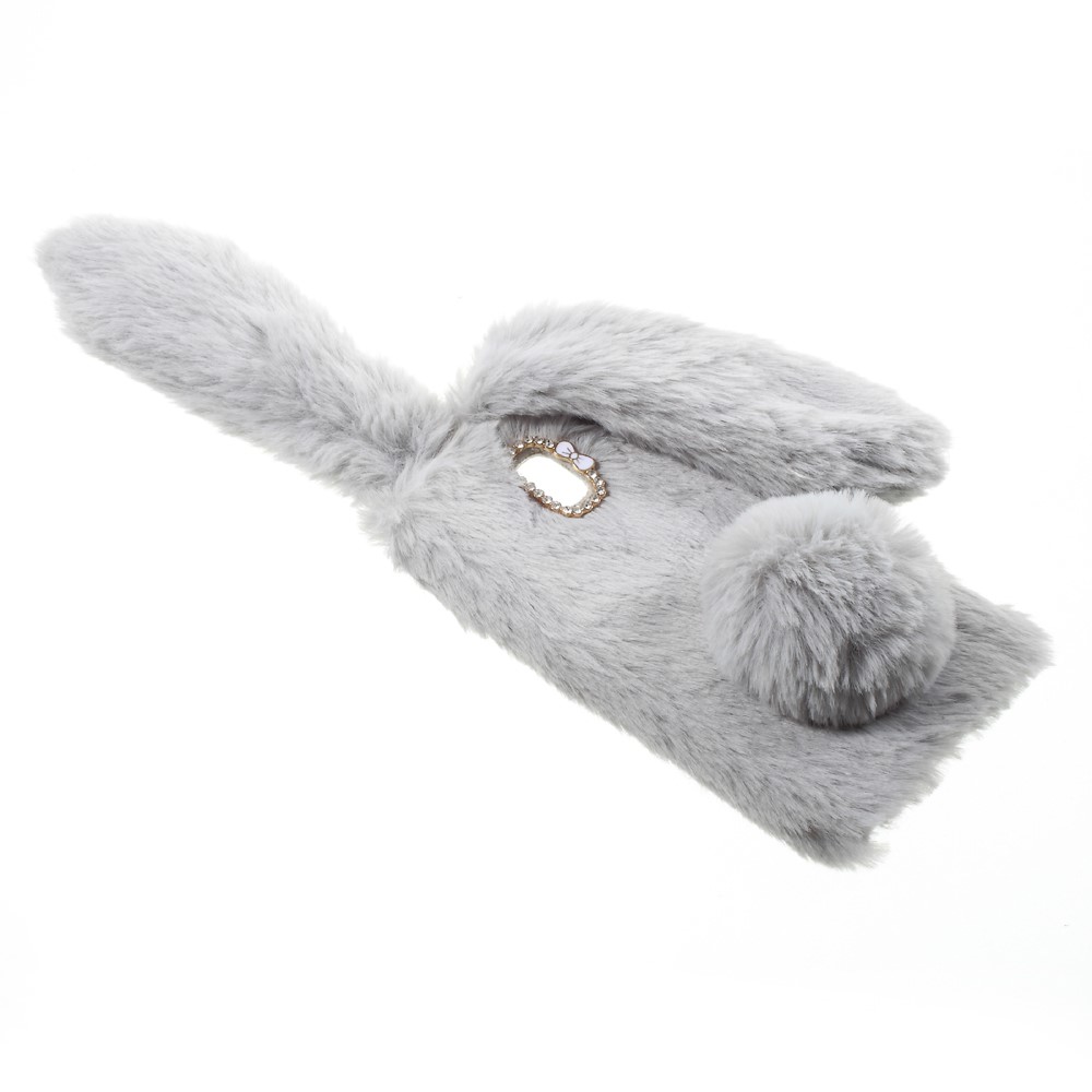 Bunny Design Rhinestone Furry TPU Mobile Cover for Samsung Galaxy J3 (2017) (EU Version) - Light Grey-3