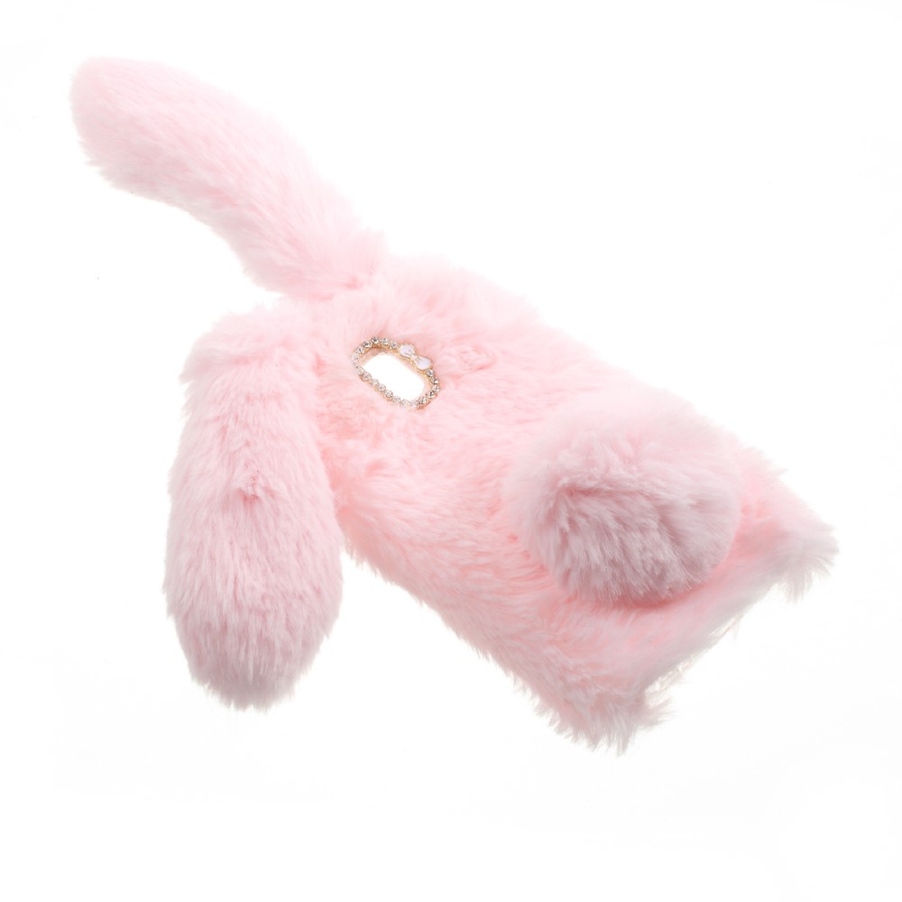 Bunny Design Rhinestone Warm Fur TPU Mobile Casing for Samsung Galaxy J3 (2017) (EU Version) - Pink-3