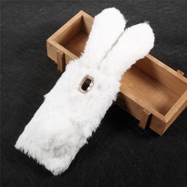 Bunny Design Rhinestone Fluffy TPU Case Cover for Samsung Galaxy J5 (2017) EU Version - White-1