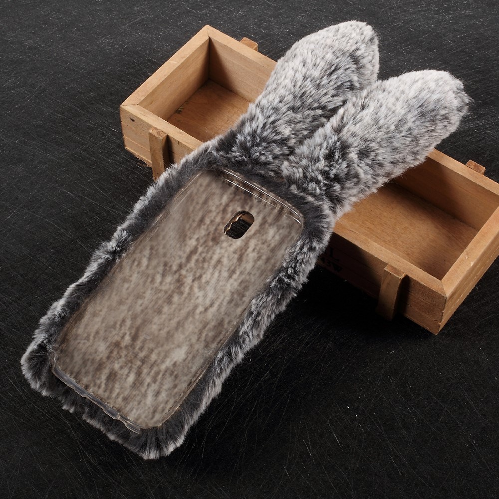 For Samsung Galaxy J5 (2017) EU Version Bunny Design Rhinestone Fluffy TPU Case Accessory - Dark Grey-2