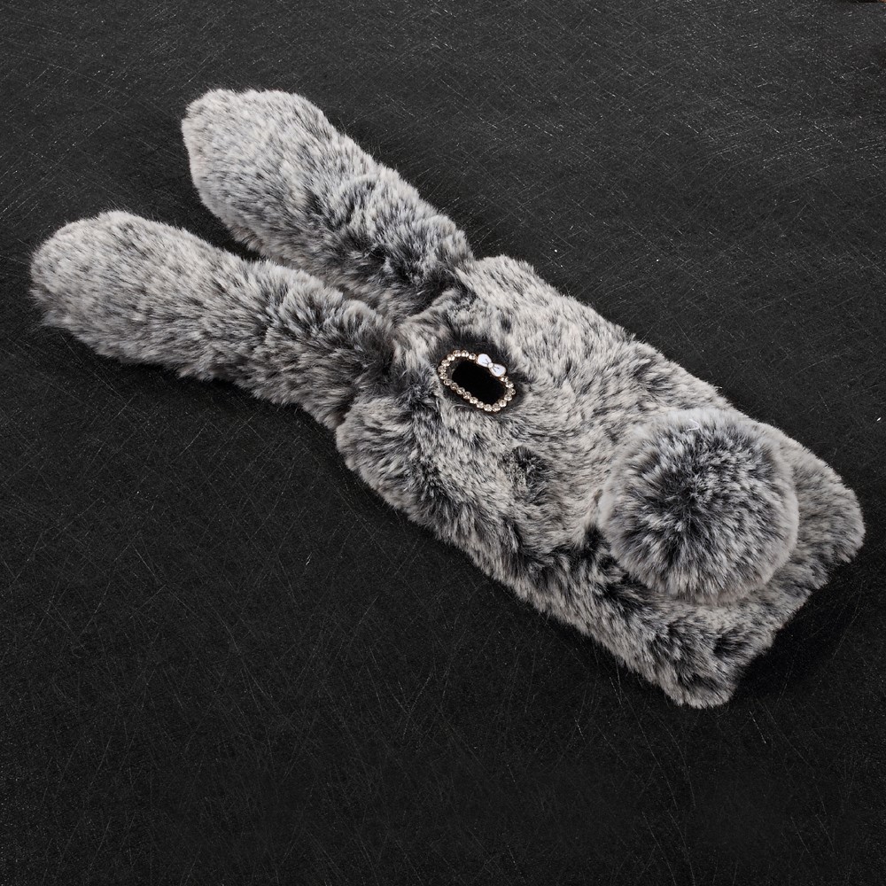 For Samsung Galaxy J5 (2017) EU Version Bunny Design Rhinestone Fluffy TPU Case Accessory - Dark Grey-4