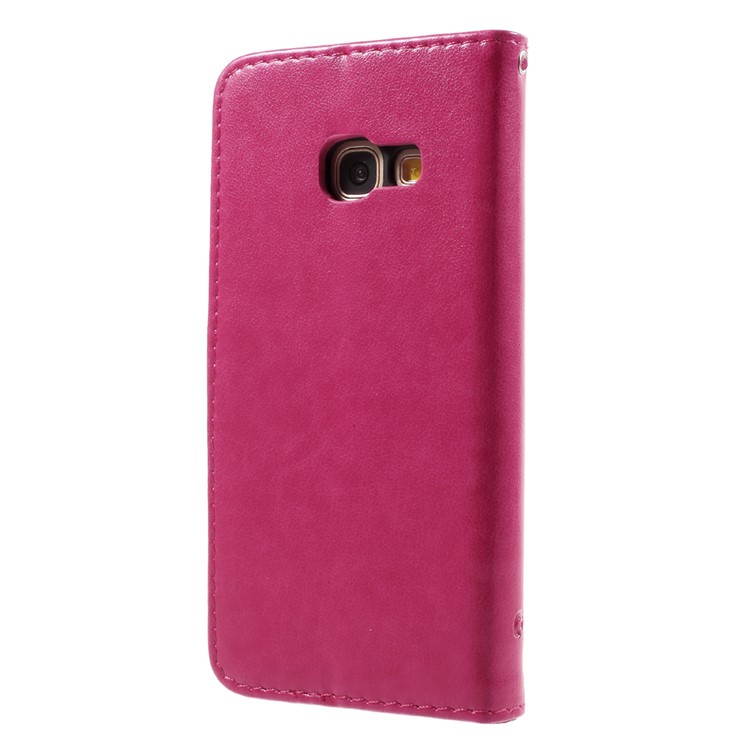 Imprint Butterfly Flowers Magnetic PU Wallet Stand Leather Case for Samsung Galaxy A3 (2017) - Rose-3