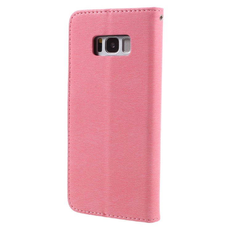 Imprint Elf Butterfly Flowers Magnetic Wallet Leather Stand Case for Samsung Galaxy S8 Plus SM-G955 - Pink-2