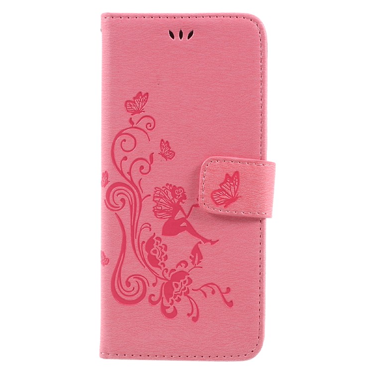 Imprint Elf Butterfly Flowers Magnetic Wallet Leather Stand Case for Samsung Galaxy S8 Plus SM-G955 - Pink-3