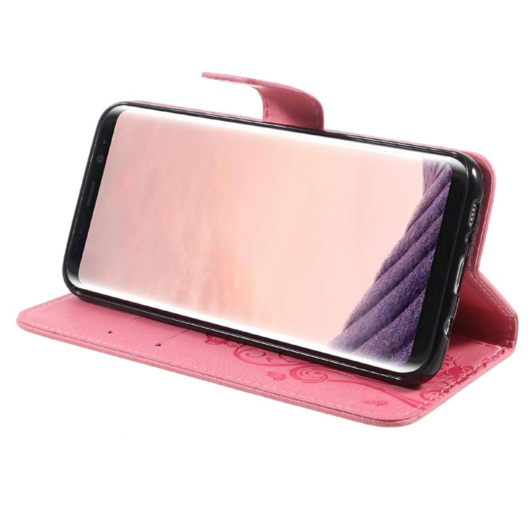 Imprint Elf Butterfly Flowers Magnetic Wallet Leather Stand Case for Samsung Galaxy S8 Plus SM-G955 - Pink-4
