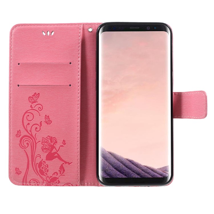 Imprint Elf Butterfly Flowers Magnetic Wallet Leather Stand Case for Samsung Galaxy S8 Plus SM-G955 - Pink-6