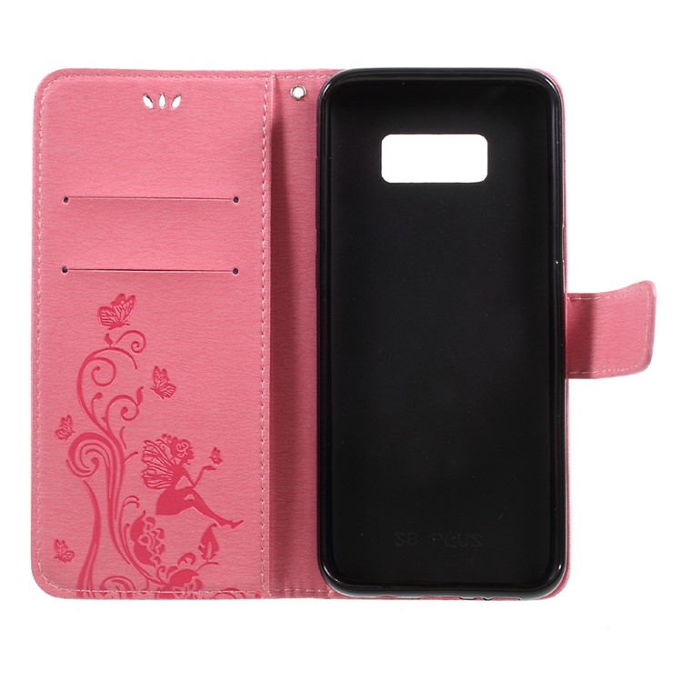 Imprint Elf Butterfly Flowers Magnetic Wallet Leather Stand Case for Samsung Galaxy S8 Plus SM-G955 - Pink-7