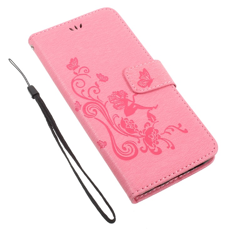 Imprint Elf Butterfly Flowers Magnetic Wallet Leather Stand Case for Samsung Galaxy S8 Plus SM-G955 - Pink-8