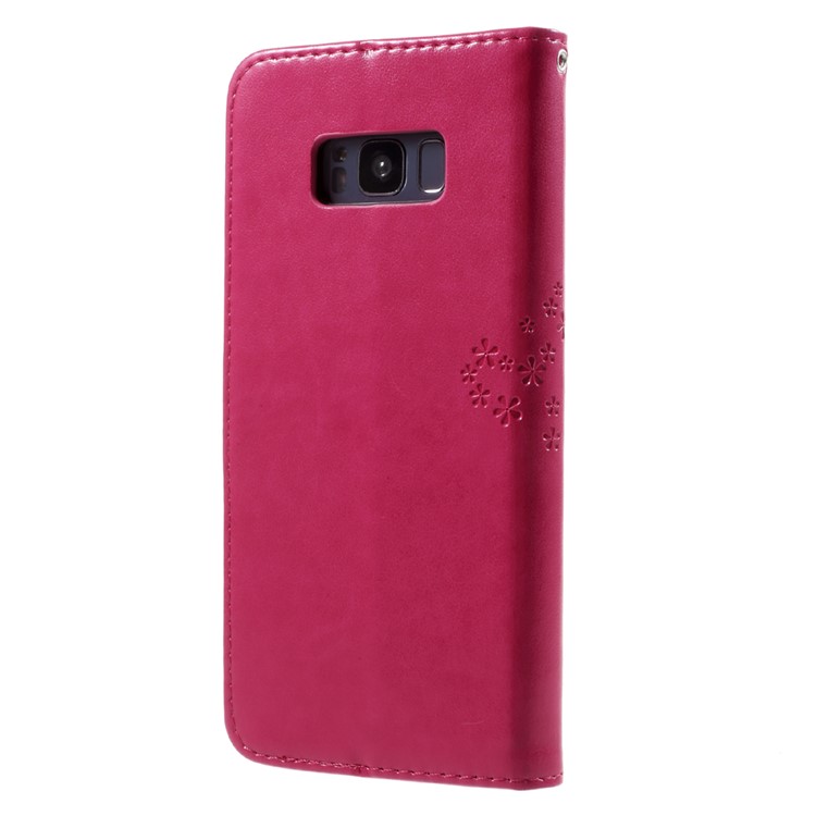 Imprint Tree Owl Magnetic Wallet PU Leather Stand Cover for Samsung Galaxy S8 Plus SM-G955 - Rose-2