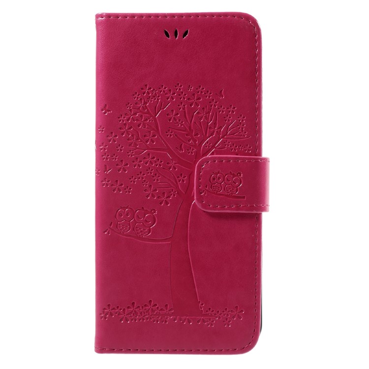 Imprint Tree Owl Magnetic Wallet PU Leather Stand Cover for Samsung Galaxy S8 Plus SM-G955 - Rose-3