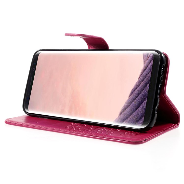Imprint Tree Owl Magnetic Wallet PU Leather Stand Cover for Samsung Galaxy S8 Plus SM-G955 - Rose-4