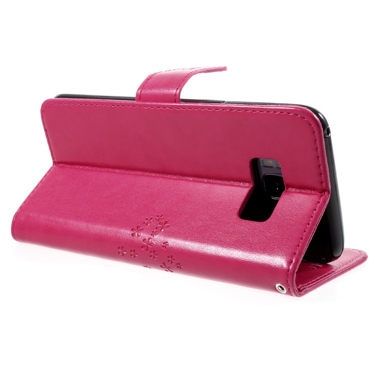 Imprint Tree Owl Magnetic Wallet PU Leather Stand Cover for Samsung Galaxy S8 Plus SM-G955 - Rose-5
