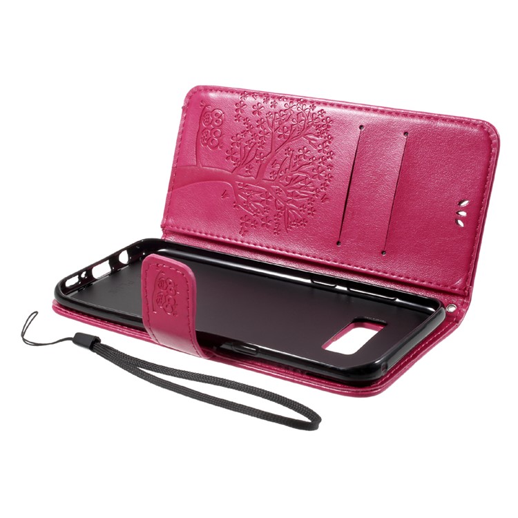 Imprint Tree Owl Magnetic Wallet PU Leather Stand Cover for Samsung Galaxy S8 Plus SM-G955 - Rose-7