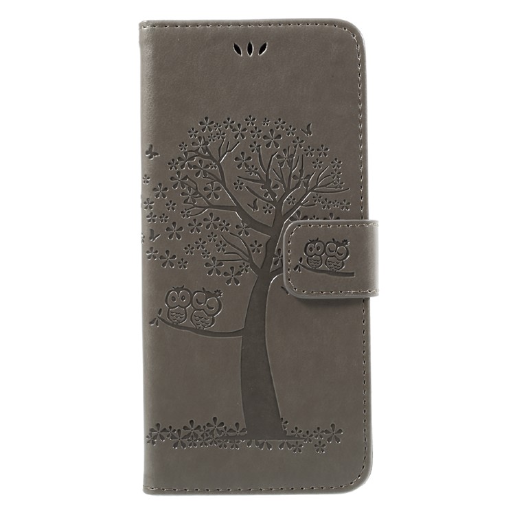 Impressum Baum Eule Magnetische Brieftasche PU-Leder Stand Shell Für Samsung Galaxy S8 Plus SM-G955 - Grau-1