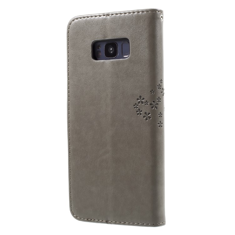 Impressum Baum Eule Magnetische Brieftasche PU-Leder Stand Shell Für Samsung Galaxy S8 Plus SM-G955 - Grau-2