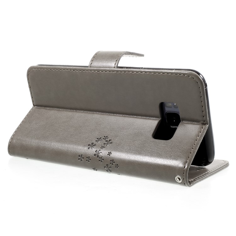 Impressum Baum Eule Magnetische Brieftasche PU-Leder Stand Shell Für Samsung Galaxy S8 Plus SM-G955 - Grau-5