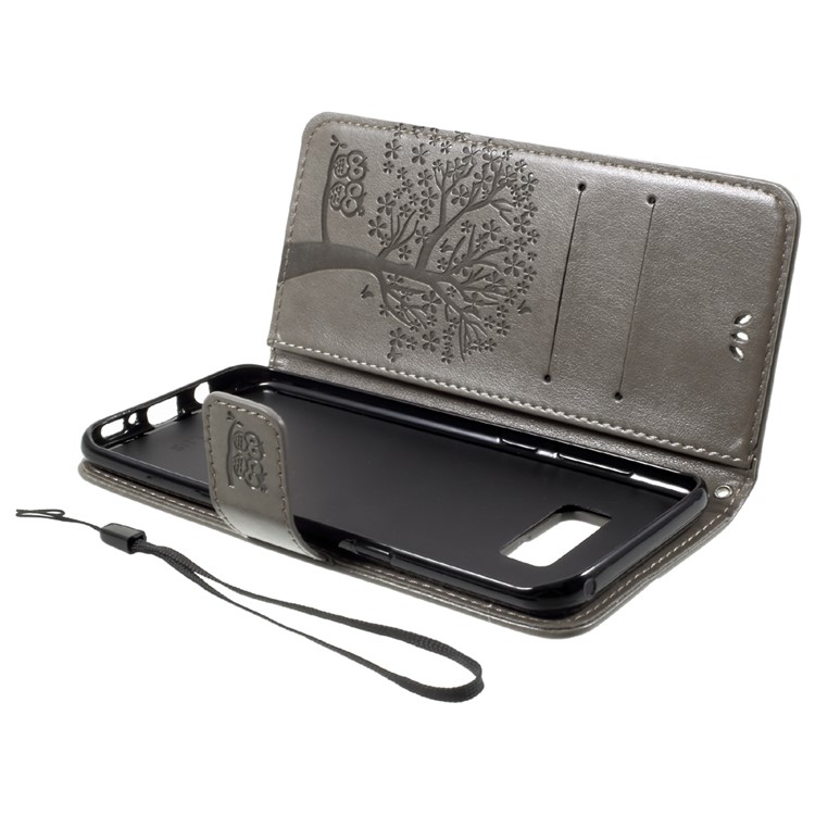 Impressum Baum Eule Magnetische Brieftasche PU-Leder Stand Shell Für Samsung Galaxy S8 Plus SM-G955 - Grau-7