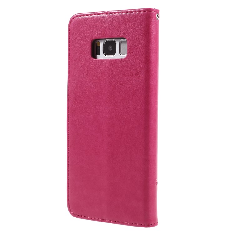 Imprint Butterfly Flowers Magnetic PU Wallet Stand Leather Cover for Samsung Galaxy S8 Plus SM-G955 - Rose-2