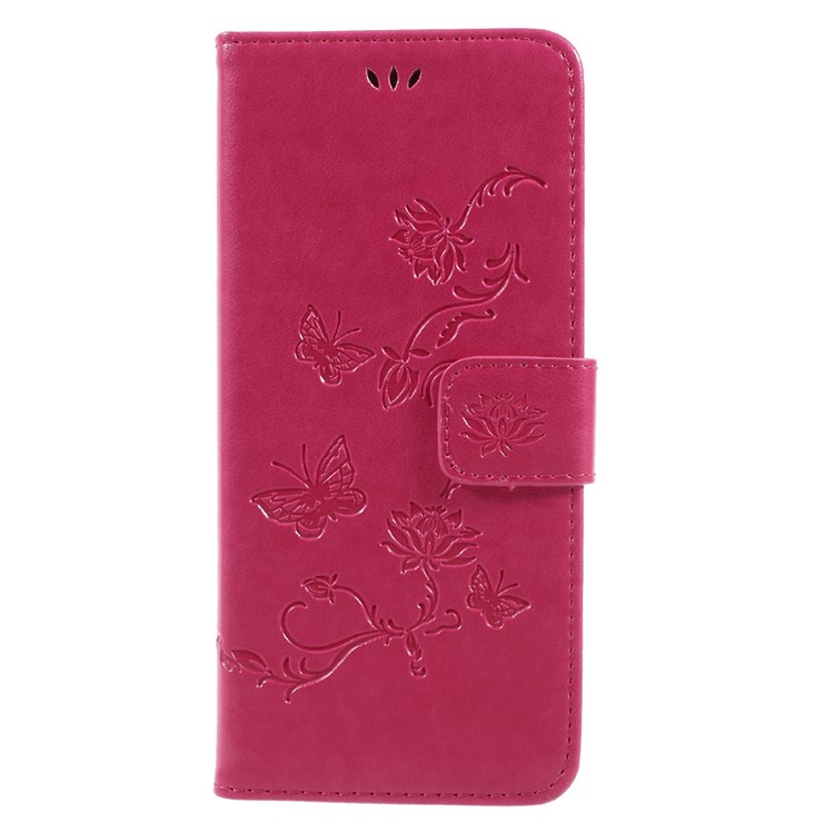 Imprint Butterfly Flowers Magnetic PU Wallet Stand Leather Cover for Samsung Galaxy S8 Plus SM-G955 - Rose-3