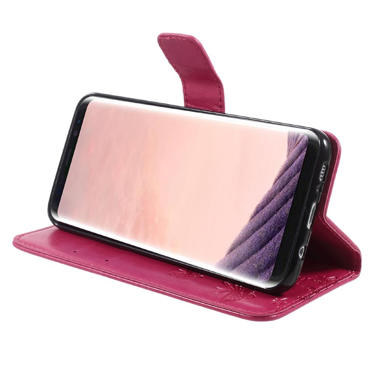 Imprint Butterfly Flowers Magnetic PU Wallet Stand Leather Cover for Samsung Galaxy S8 Plus SM-G955 - Rose-4
