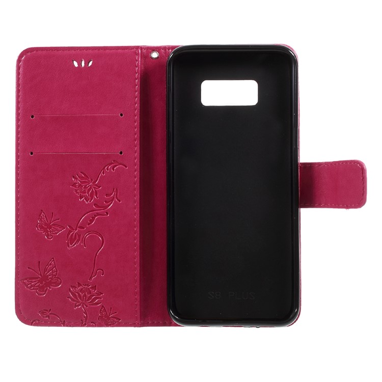 Imprint Butterfly Flowers Magnetic PU Wallet Stand Leather Cover for Samsung Galaxy S8 Plus SM-G955 - Rose-7