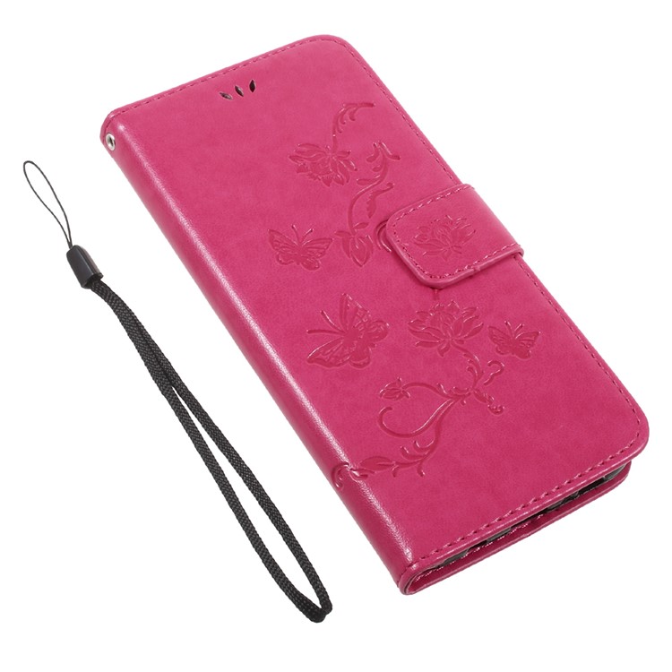Imprint Butterfly Flowers Magnetic PU Wallet Stand Leather Cover for Samsung Galaxy S8 Plus SM-G955 - Rose-8
