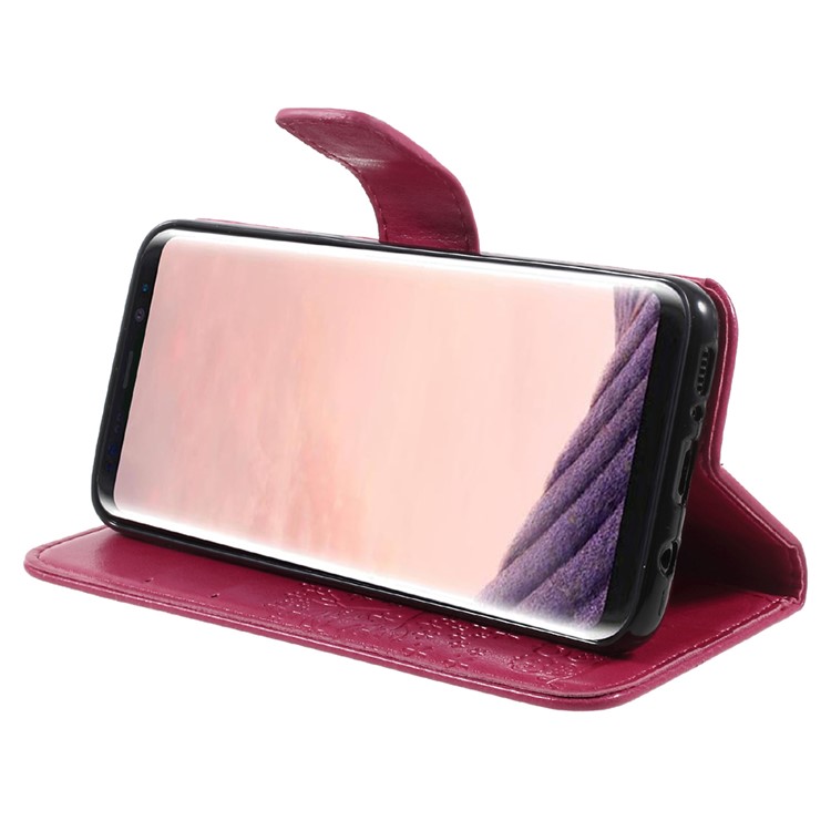 Imprint Tree Owl Magnetic Wallet PU Leather Stand Cover for Samsung Galaxy S8 SM-G950 - Rose-4
