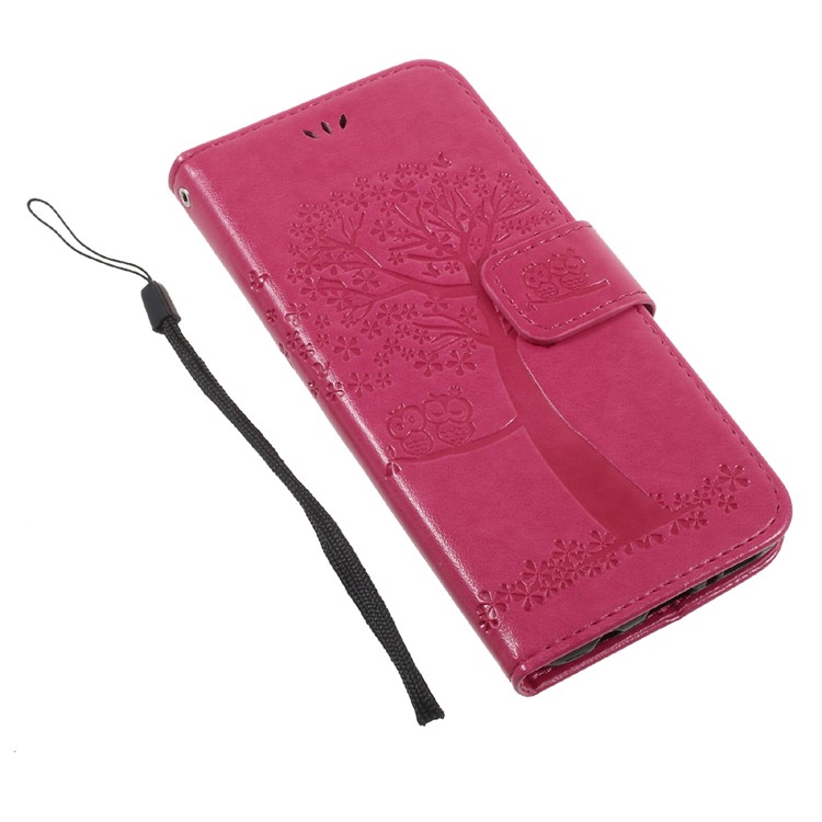 Imprint Tree Owl Magnetic Wallet PU Leather Stand Cover for Samsung Galaxy S8 SM-G950 - Rose-8