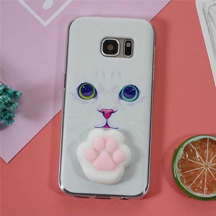 

Squishy Phone 3D Silicone Pinch Cat Paw TPU Cover Shell for Samsung Galaxy S7 SM-G930 - Cat Pattern