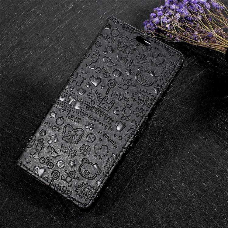 Cartoon Graffiti Wallet Leather Stand Case for Samsung Galaxy J7 Max - Black-1