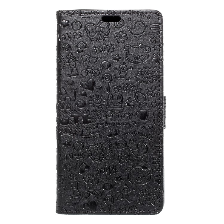 Cartoon Graffiti Wallet Leather Stand Case for Samsung Galaxy J7 Max - Black-2