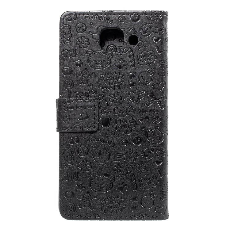 Cartoon Graffiti Wallet Leather Stand Case for Samsung Galaxy J7 Max - Black-3