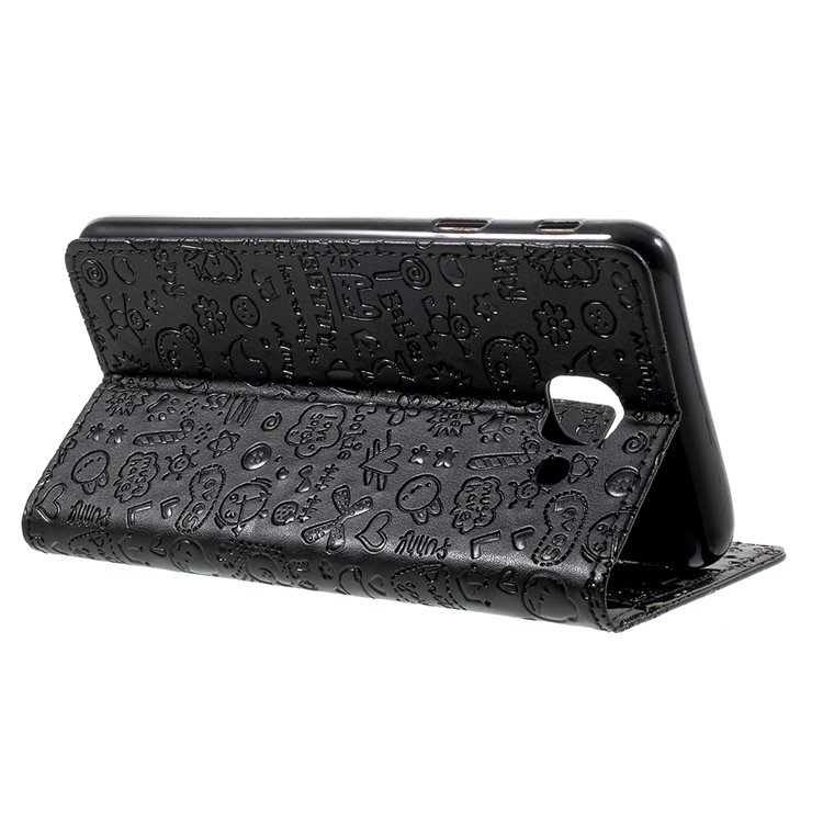 Cartoon Graffiti Wallet Leather Stand Case for Samsung Galaxy J7 Max - Black-4