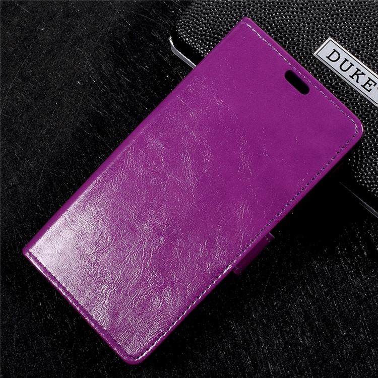 Crazy Horse Stand Wallet Leather Cell Phone Case for Samsung Galaxy J7 Max - Purple-1