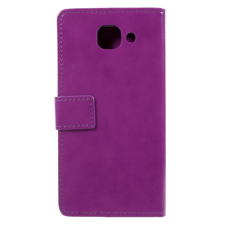 Crazy Horse Stand Wallet Leather Cell Phone Case for Samsung Galaxy J7 Max - Purple-3