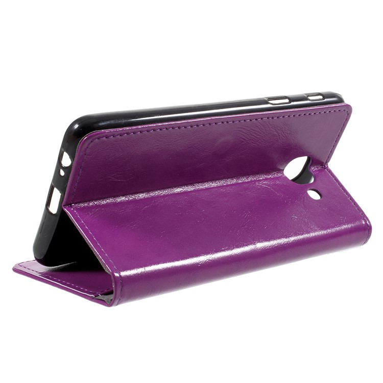 Crazy Horse Stand Wallet Leather Cell Phone Case for Samsung Galaxy J7 Max - Purple-4