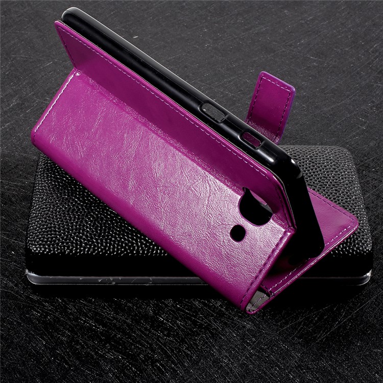Crazy Horse Stand Wallet Leather Cell Phone Case for Samsung Galaxy J7 Max - Purple-6
