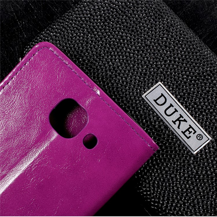 Crazy Horse Stand Wallet Leather Cell Phone Case for Samsung Galaxy J7 Max - Purple-7