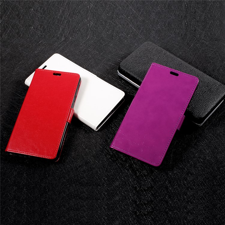 Crazy Horse Stand Wallet Leather Cell Phone Case for Samsung Galaxy J7 Max - Purple-8