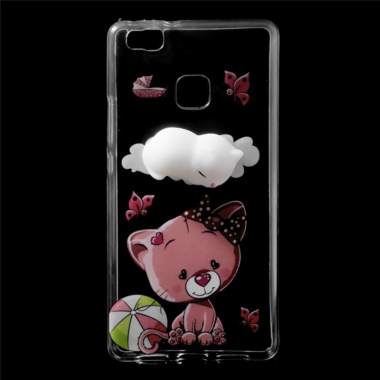 Squishy 3D Silicone Kneading Cat TPU Case Cover for Huawei P9 Lite / G9 Lite - Butterfly and Cat Pattern-7