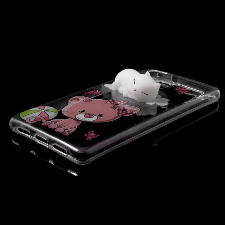 Squishy 3D Silicone Kneading Cat TPU Case Cover for Huawei P9 Lite / G9 Lite - Butterfly and Cat Pattern-8