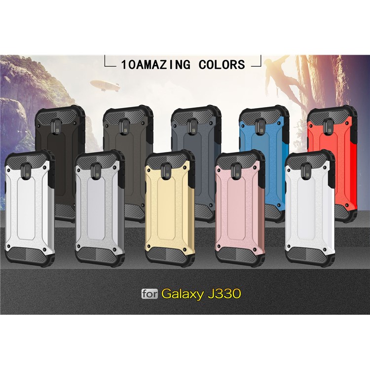 Armor Guard Plastic + TPU Hybrid Case for Samsung Galaxy J3 (2017) EU Version - Black-3