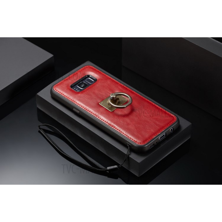 CASEME Detachable 2-in-1 Split Leather Wallet Flip Phone Cover for Samsung Galaxy S8 G950 - Red-11
