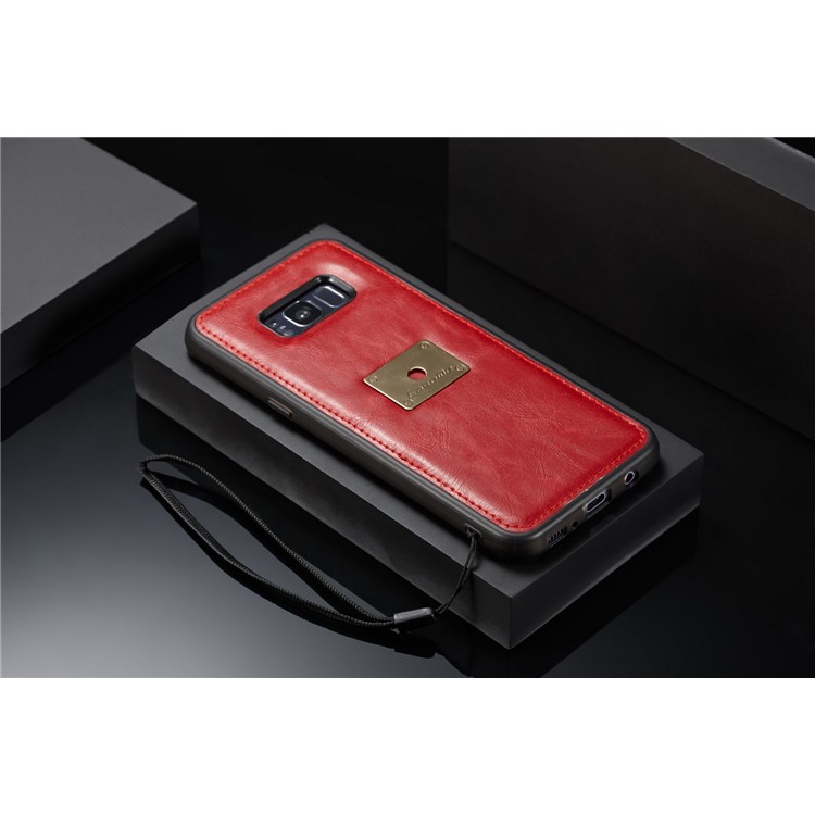 CASEME Detachable 2-in-1 Split Leather Wallet Flip Phone Cover for Samsung Galaxy S8 G950 - Red-12