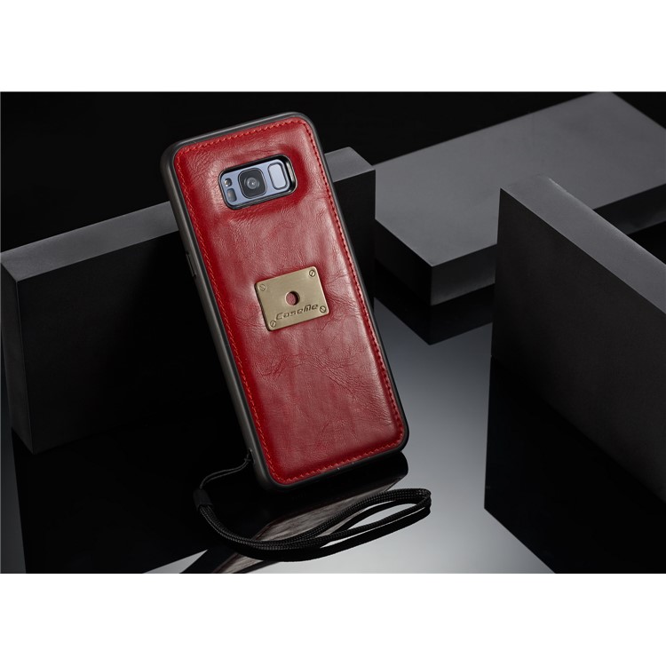 CASEME Detachable 2-in-1 Split Leather Wallet Flip Phone Cover for Samsung Galaxy S8 G950 - Red-14