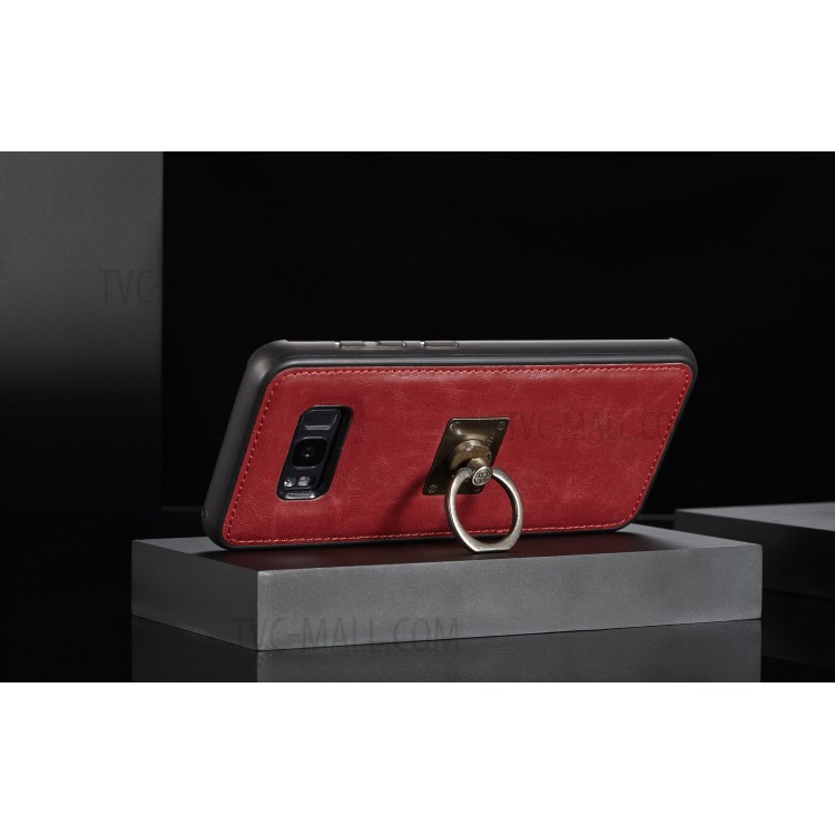 CASEME Detachable 2-in-1 Split Leather Wallet Flip Phone Cover for Samsung Galaxy S8 G950 - Red-15